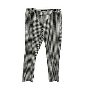 Amanda + Chelsea Gingham Trousers Black White Slim‎ Leg Stretch Size 8